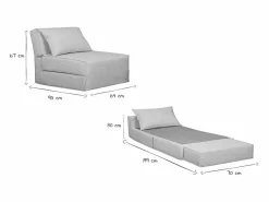 Miliboo Sillón cama de 1 plaza de tela VICTOR Gris claro Best