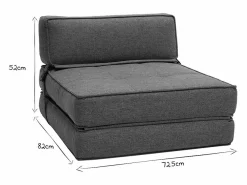 Miliboo Sillón Cama|Sillón cama de 1 plaza de tela petróleo KATY