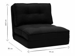 Sillón cama de 1 plaza de tela negra SALLY^Miliboo