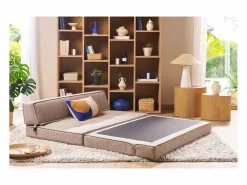 Sillón cama de 2 plazas de tela color topo KATY^Miliboo Outlet