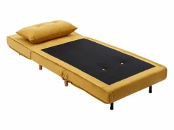 Vente-unique Sillón|Sillón Cama|Sillón cama de tela amarillo de estilo joven URIBIA.