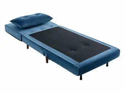 Sillón cama de terciopelo azul noche de estilo joven URIBIA.^Vente-unique Outlet