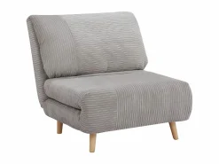 Vente-unique Sillón cama de terciopelo de canalé PALULA Gris claro Online