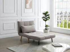 Vente-unique Sillón Escandinavo|Sillón Cama|Sillón cama en tela y patas de madera CHILA