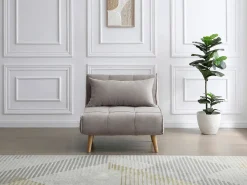 Vente-unique Sillón Escandinavo|Sillón Cama|Sillón cama en tela y patas de madera CHILA