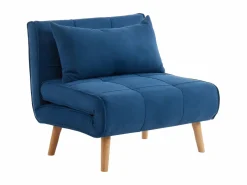Vente-unique Sillón cama tela y patas madera CHILA Azul Best