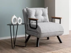 Menzzo Sillón cama versátil de 1 plaza – 175 cm x 60 cm – – estructura de metal Gris Sale