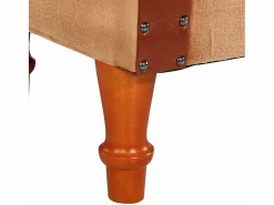 Sillón cúbico de cuero auténtico y madera maciza mango marrón^Clicnbuy Sale