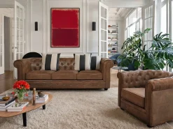 Vente-unique Sillón CHESTERFIELD de microfibra envejecida Marru00f3n Hot