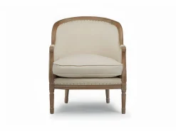 Vente-unique Sillón clásico de tela de lino en color beige ALIENOR Crema Hot