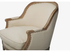 Vente-unique Sillón clásico de tela de lino en color beige ALIENOR Crema Hot