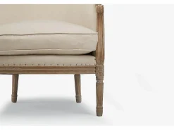Vente-unique Sillón clásico de tela de lino en color beige ALIENOR Crema Hot