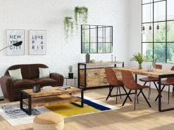 LINEA SOFA Sillón club de piel envejecida color marrón BAUDOIN Marru00f3n chocolate