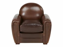 LINEA SOFA Sillón club de piel envejecida color marrón BAUDOIN Marru00f3n chocolate