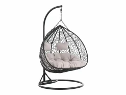 Vente-unique Sillón Colgante|Sillón colgante 2 plazas de resina trenzada - con cojines grises - CAYAMBE de MYLIA