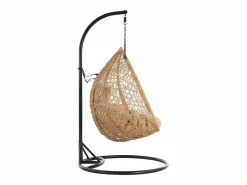 Vente-unique Sillón Colgante|Sillón colgante 2 plazas en resina trenzada - Natural claro con cojines beige - CAYAMBE de MYLIA