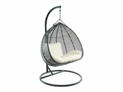 MYLIA Sillón colgante 2 plazas resina trenzada gris - VAHINA Negro Clearance