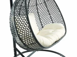 MYLIA Sillón colgante 2 plazas resina trenzada gris - VAHINA Negro Clearance