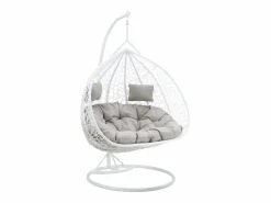 MYLIA Sillón colgante 2 plazas resina trenzada - CAYAMBE Blanco New