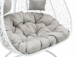 MYLIA Sillón colgante 2 plazas resina trenzada - CAYAMBE Blanco New
