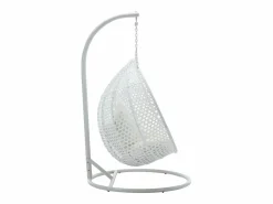 MYLIA Sillón colgante de 2 plazas de ratán trenzado y cojín beige - VAHINA de Blanco
