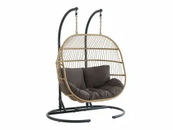 MYLIA Sillón colgante de 2 plazas de ratán natural claro y gris - LISSANDRA de Gris antracita / Color natural claro Online