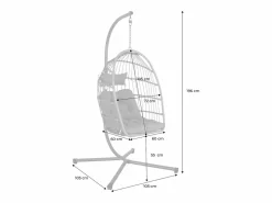 Sweeek Sillón colgante de jardín tipo huevo de acero y poliéster Beige Outlet