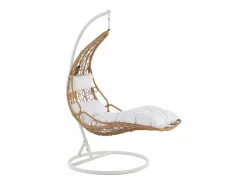 MYLIA Sillón colgante de ratán sintético - Natural claro con cojines blancos - LUVA de Color natural claro Sale