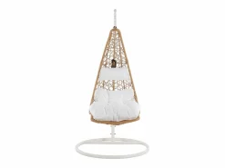 MYLIA Sillón colgante de ratán sintético - Natural claro con cojines blancos - LUVA de Color natural claro Sale
