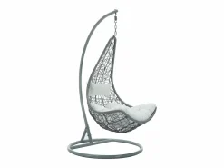 MYLIA Sillón colgante de ratán trenzado - con cojines blancos - OROSI de Gris claro
