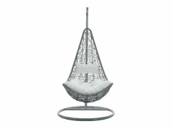 MYLIA Sillón colgante de ratán trenzado - con cojines blancos - OROSI de Gris claro