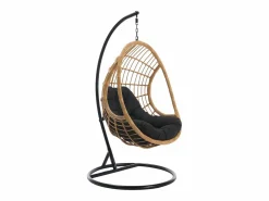 Sillón colgante de resina trenzada - Natural claro con cojín negro - ZALO de^MYLIA Discount