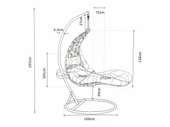 MYLIA Sillón Colgante|Sillón colgante de resina trenzada - con cojines grises - LUVA de