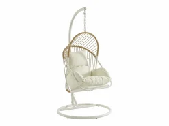 MYLIA Sillón colgante de resina trenzada - Natural claro con cojines blancos - LUTUS de Color natural claro Best