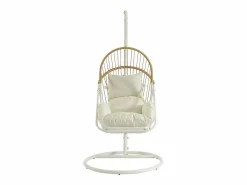 MYLIA Sillón colgante de resina trenzada - Natural claro con cojines blancos - LUTUS de Color natural claro Best