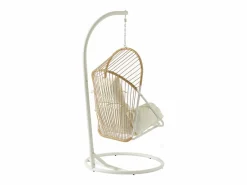 MYLIA Sillón colgante de resina trenzada - Natural claro con cojines blancos - LUTUS de Color natural claro Best