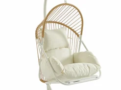 MYLIA Sillón colgante de resina trenzada - Natural claro con cojines blancos - LUTUS de Color natural claro Best