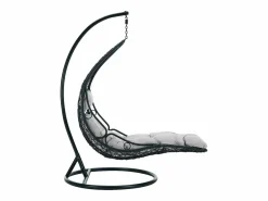 MYLIA Sillón colgante de resina trenzada - con cojines grises - LUVA de Negro Clearance