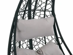 MYLIA Sillón colgante de resina trenzada - con cojines grises - LUVA de Negro Clearance