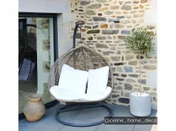 Sillón colgante doble resina trenzada acabado mimbre - VAHINA^MYLIA Best