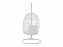 Les Tendances Sillón colgante ovalado de acero con efecto ratán natural BINO – Elegancia aérea-Color Blanco Sale