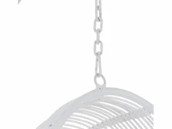 Les Tendances Sillón colgante ovalado de acero con efecto ratán natural BINO – Elegancia aérea-Color Blanco Sale