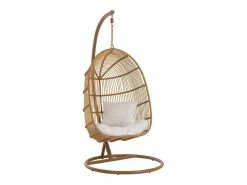 Les Tendances Sillón colgante ovalado de acero con efecto ratán natural BINO – Elegancia aérea-Color Blanco Sale