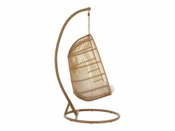 Les Tendances Sillón colgante ovalado de acero con efecto ratán natural BINO – Elegancia aérea-Color Blanco Sale