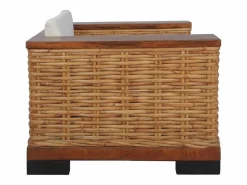 Clicnbuy Sillón De Mimbre|Sillón con cojines de ratán natural marrón