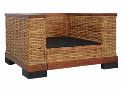 Clicnbuy Sillón De Mimbre|Sillón con cojines de ratán natural marrón