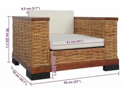 Sillón con cojines ratán natural marrón^vidaxl Hot