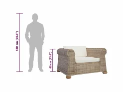 vidaxl Sillón con cojines ratán natural Marru00f3n Sale