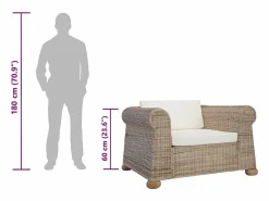 vidaxl Sillón con cojines ratán natural Marru00f3n Sale