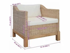 Sillón con cojines ratán natural^vidaxl New